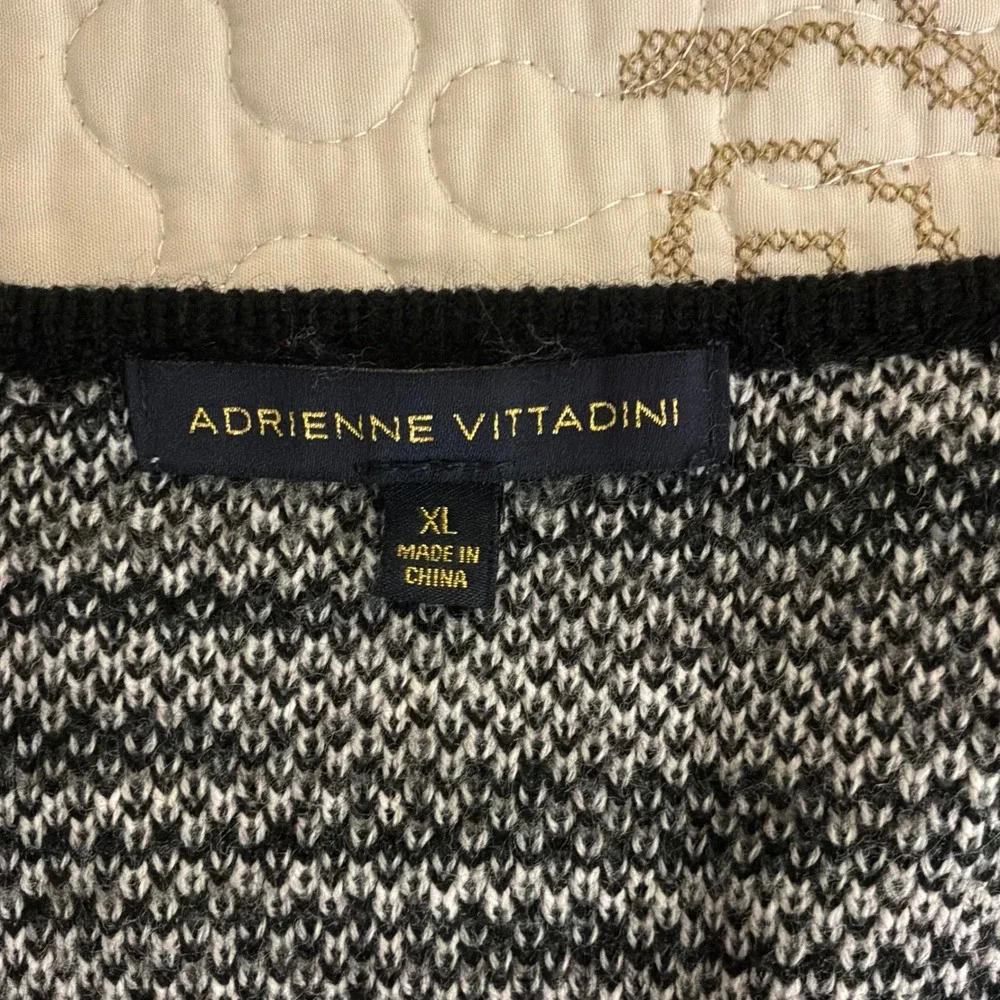 Adrienne Vittadini Cardigan Womens XL Black Gray Excellent Colorblock Knit